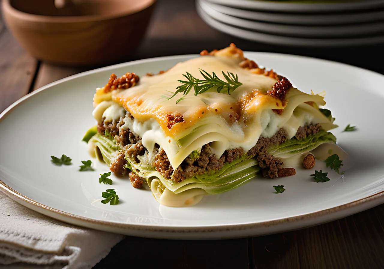 Savoy Cabbage Lasagna with Ground Beef