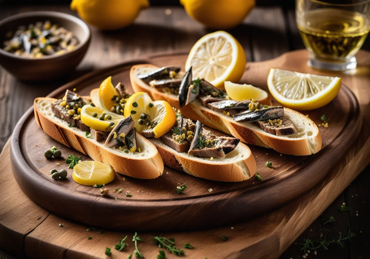 Roasted Bread with Grilled Sardines