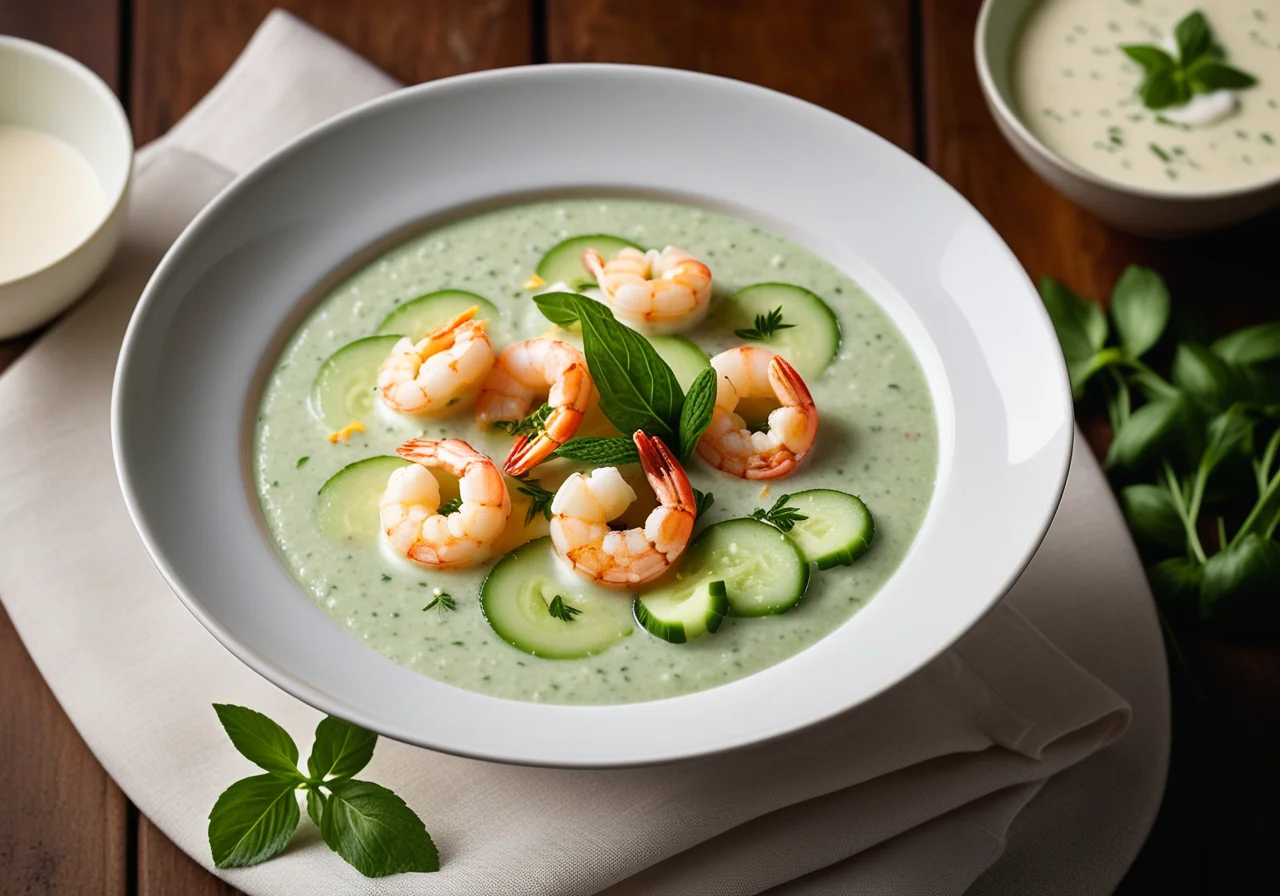 Cucumber Cold Soup with Shrimp