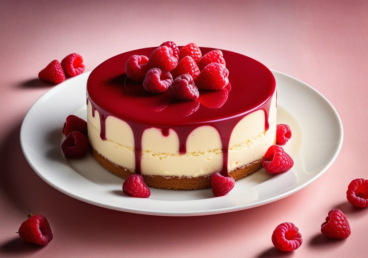 Cheese Cream Cake with Raspberries