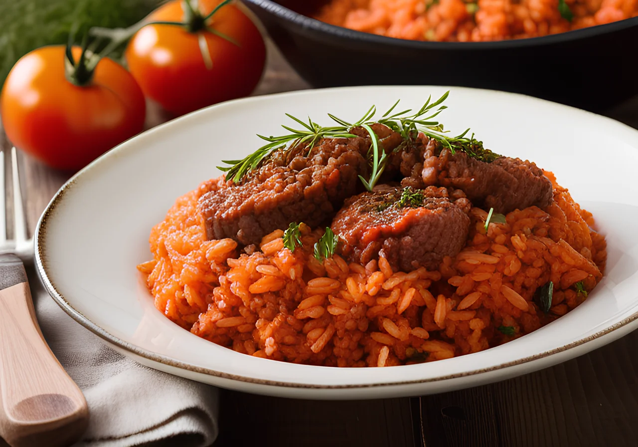 Tomato Rice with Ground Meat