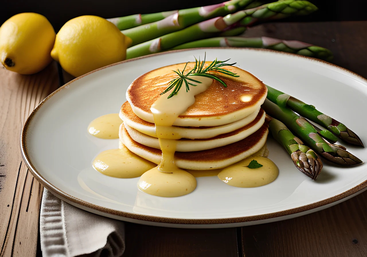 White Asparagus with Butter Sauce and Pancakes