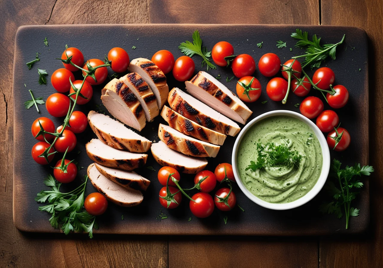 Grilled Chicken Breast with Herb Dip