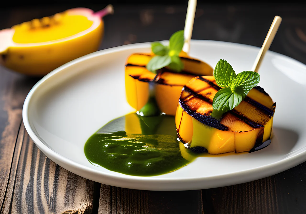 Grilled Mango with Mint Sauce
