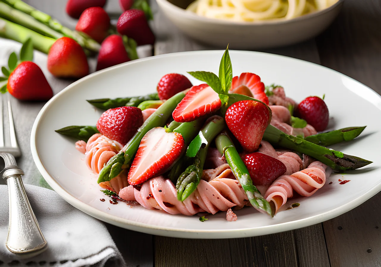Strawberry Pasta Salad with Asparagus