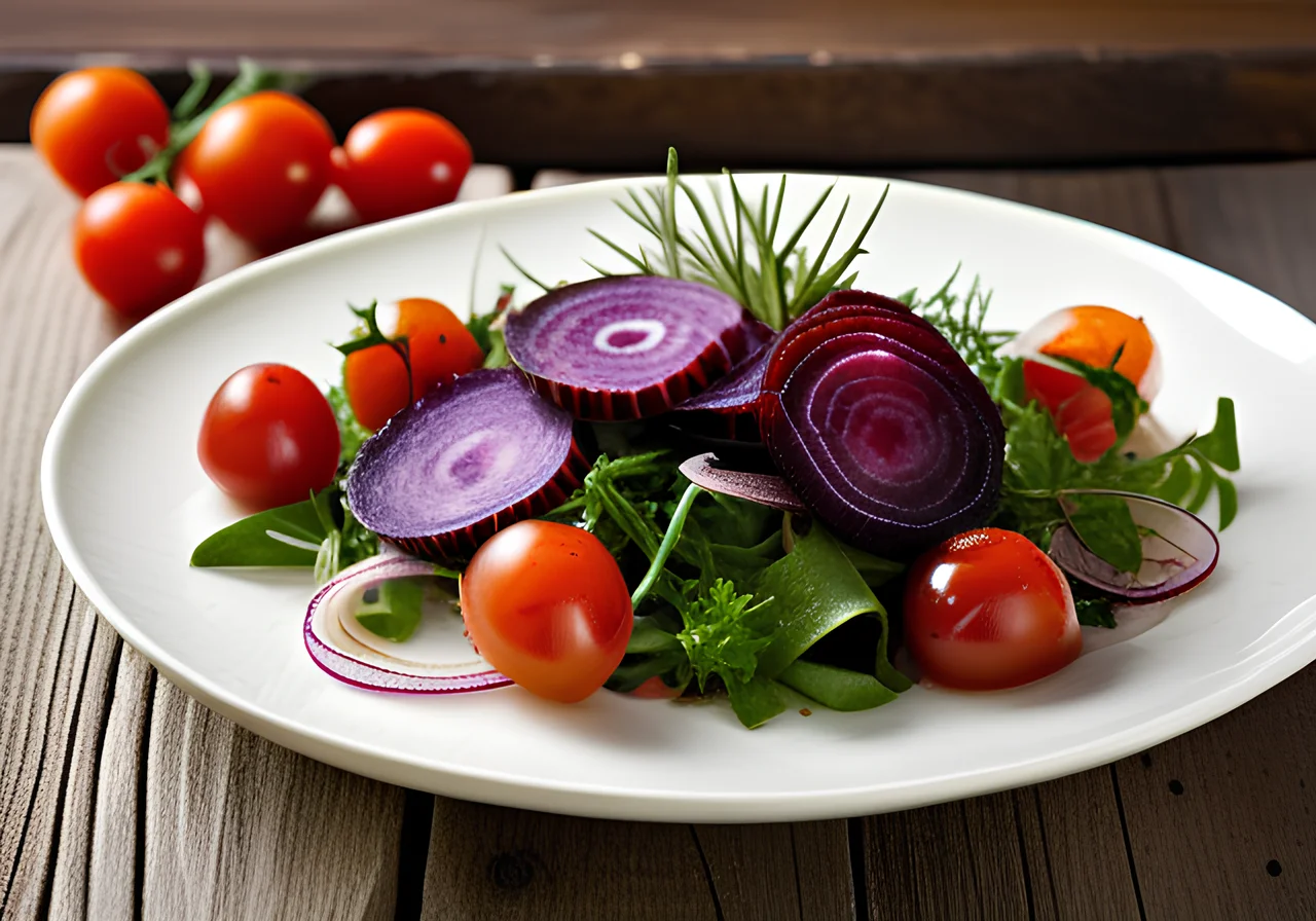 Salad with Black Salsify, Tomatoes and Radishes
