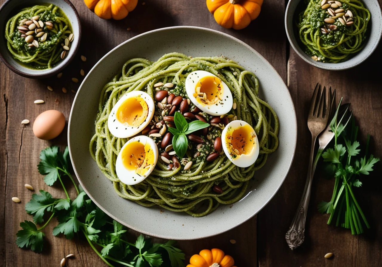 Buckwheat-Zucchini Spaghetti with Parsley Pesto