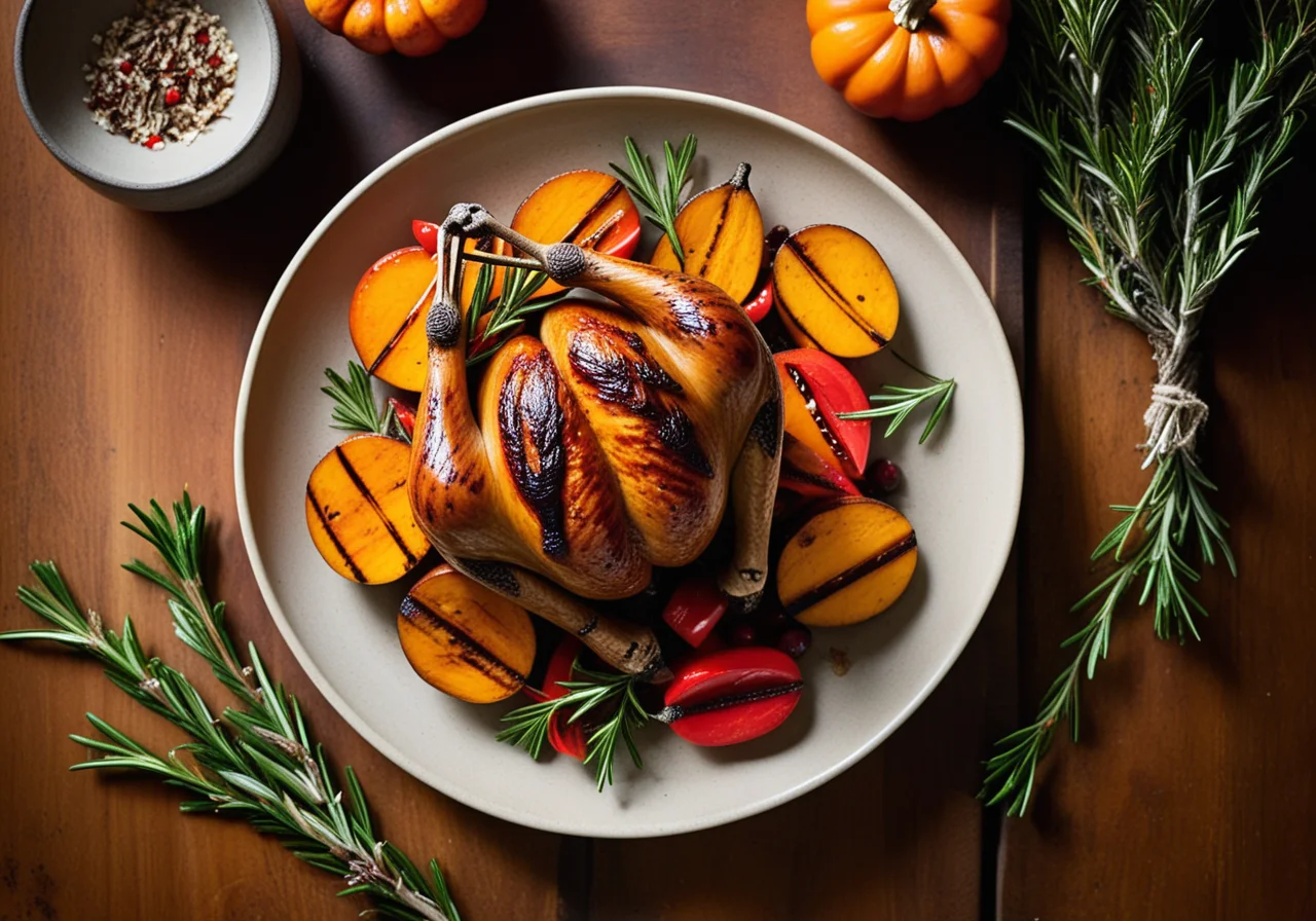 Quail with Grilled Vegetables