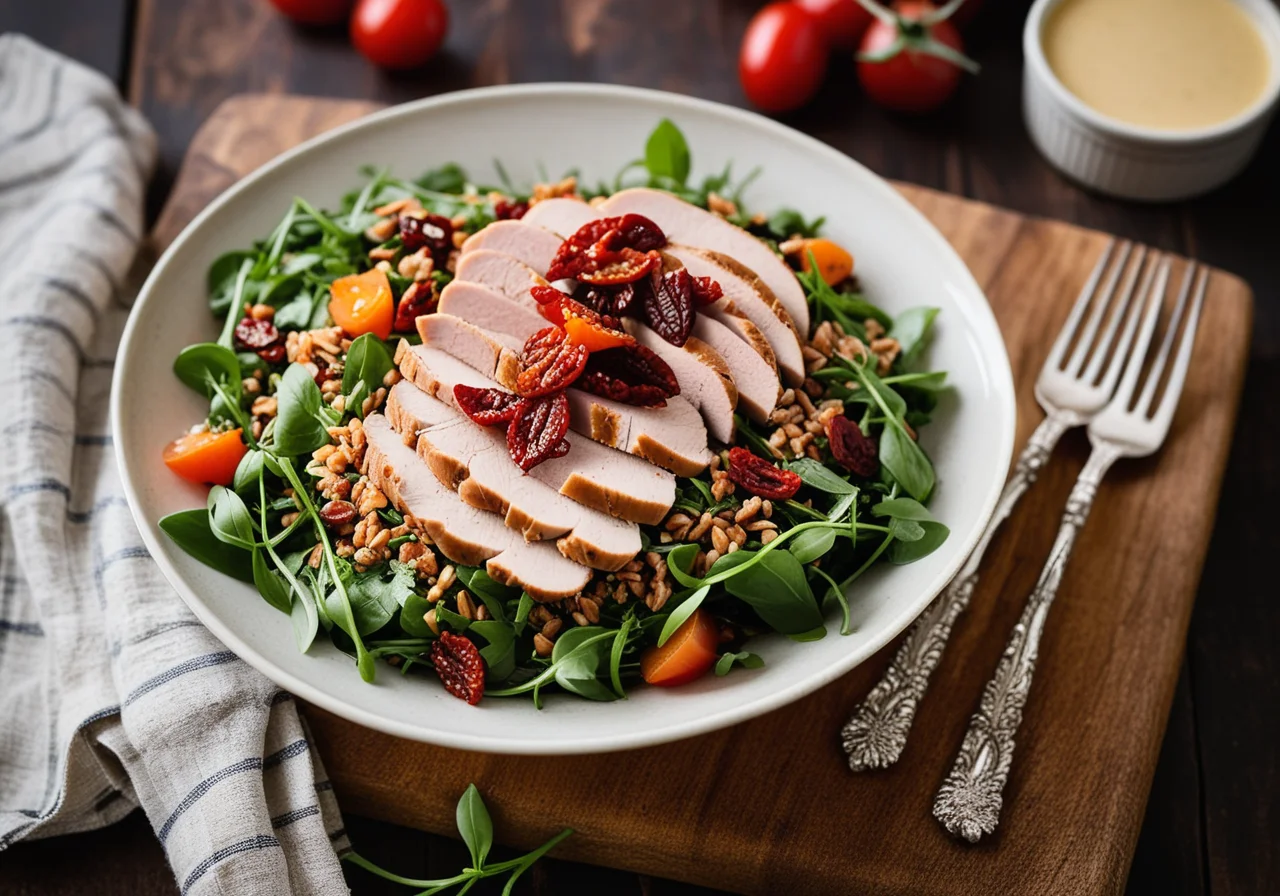 Wheat Berry Salad with Vegetables and Turkey Strips