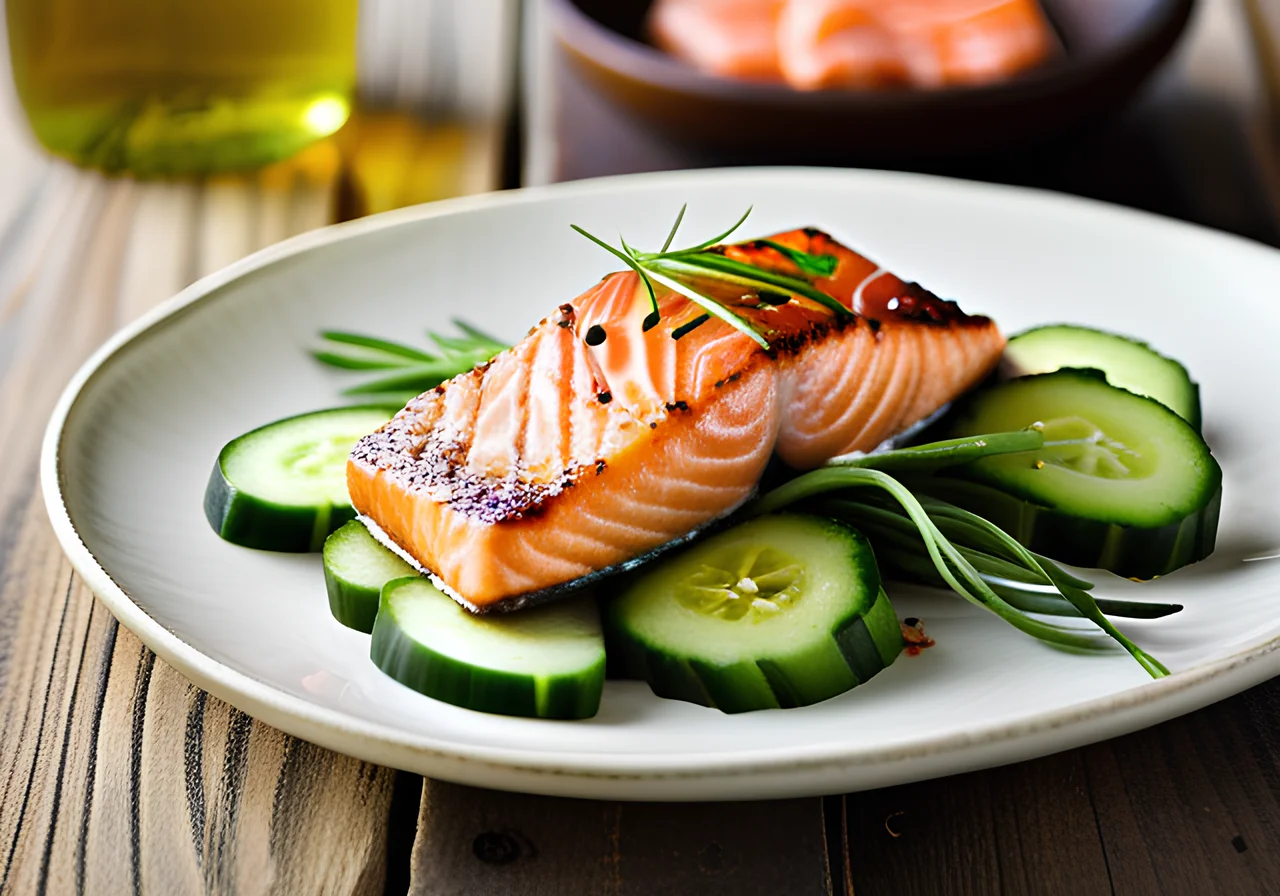 Salmon with Cucumber Salad