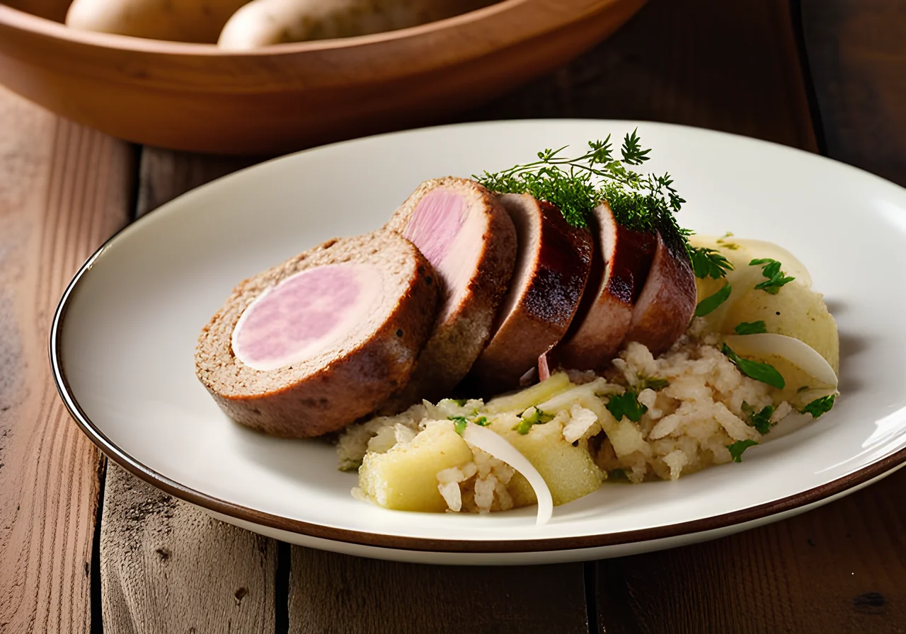 Stuffed Pork Sausage with Sauerkraut