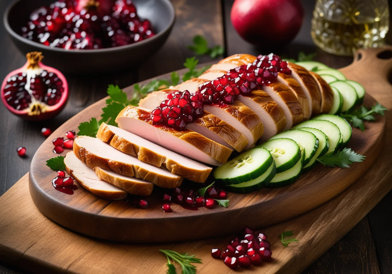 Roasted Turkey with Pomegranate Sauce