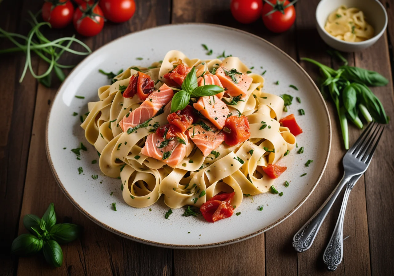 Pasta with Wild Salmon and Sun-Dried Tomatoes
