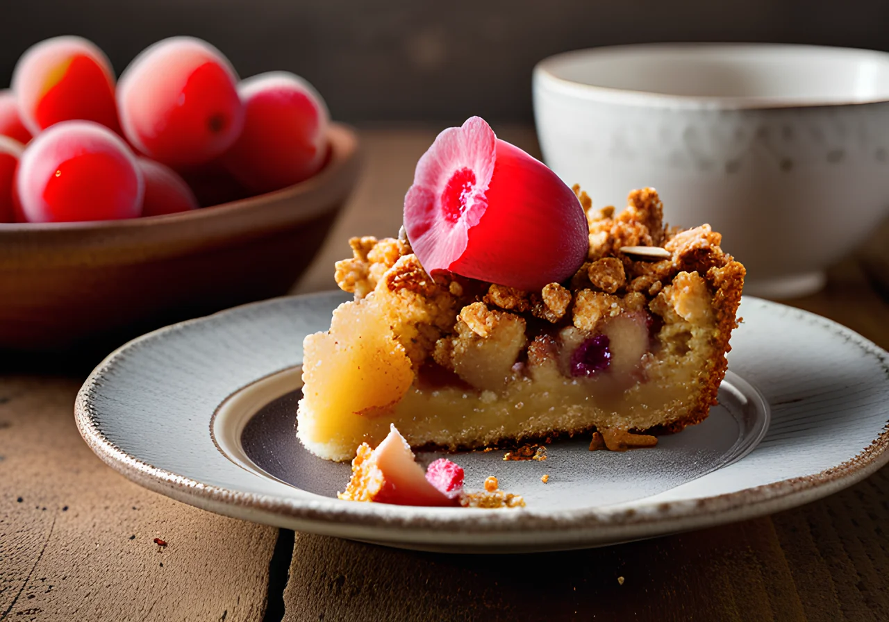 Rhubarb Cake with Nut Crumble
