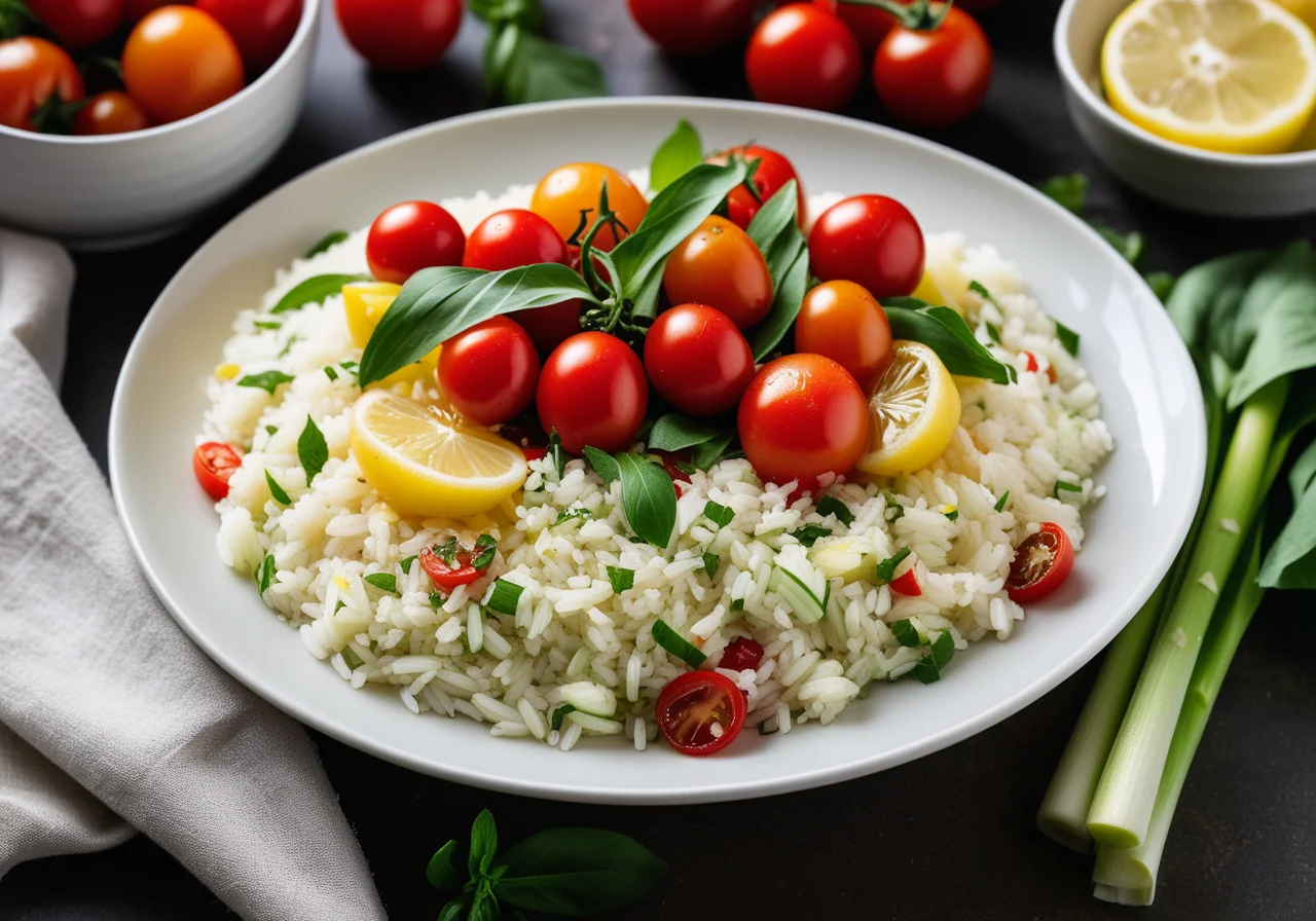 Leek Rice Salad with Tomatoes and Mint