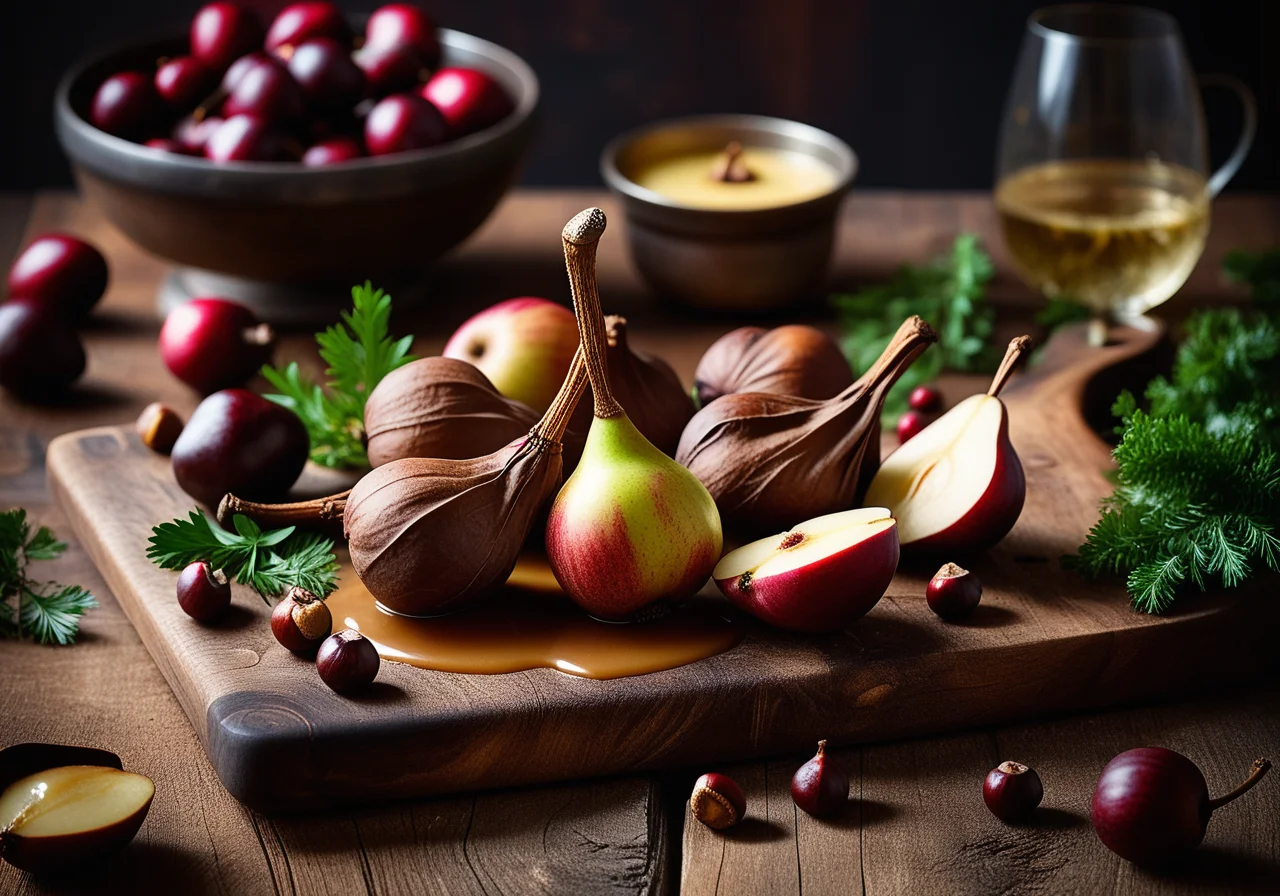 Goose Leg with Chestnuts and Pear