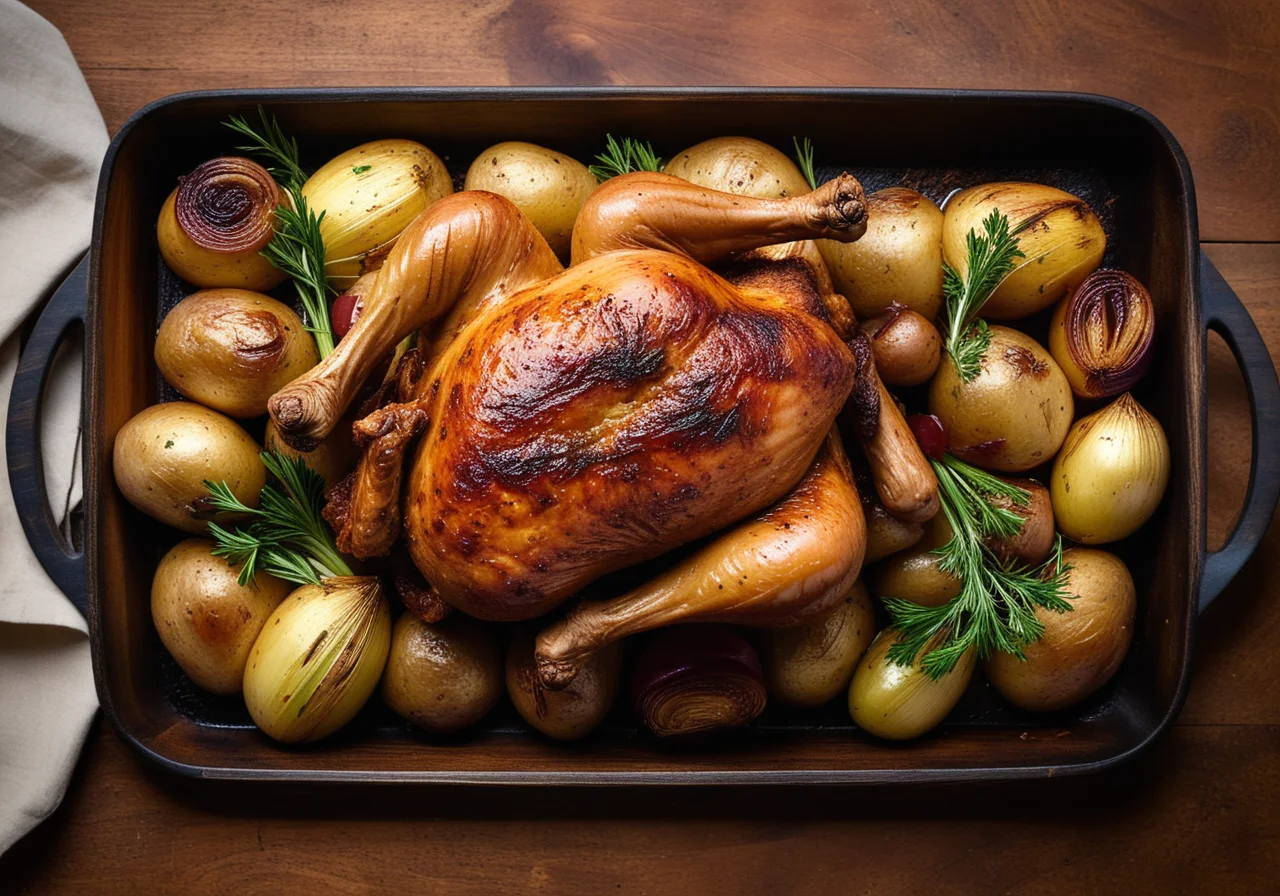 Baked Chicken with Leek and Onions