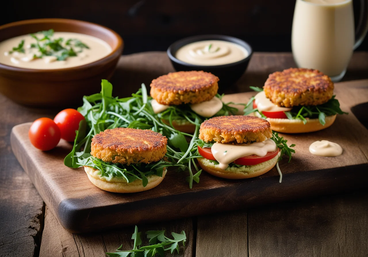 Fisch-Krabben-Frikadelle mit Wasabicreme