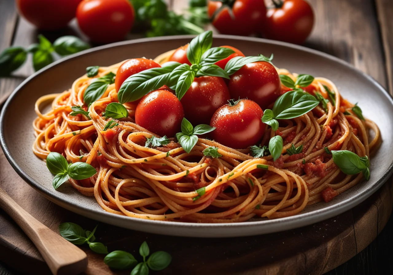 Vegetable Spaghetti with Tomato Sauce