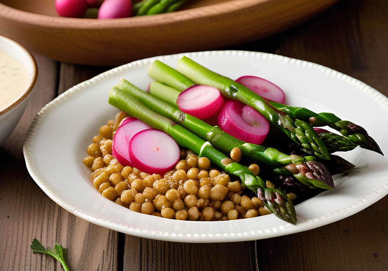 Vegetable Buckwheat Bowl with Asparagus Skewers