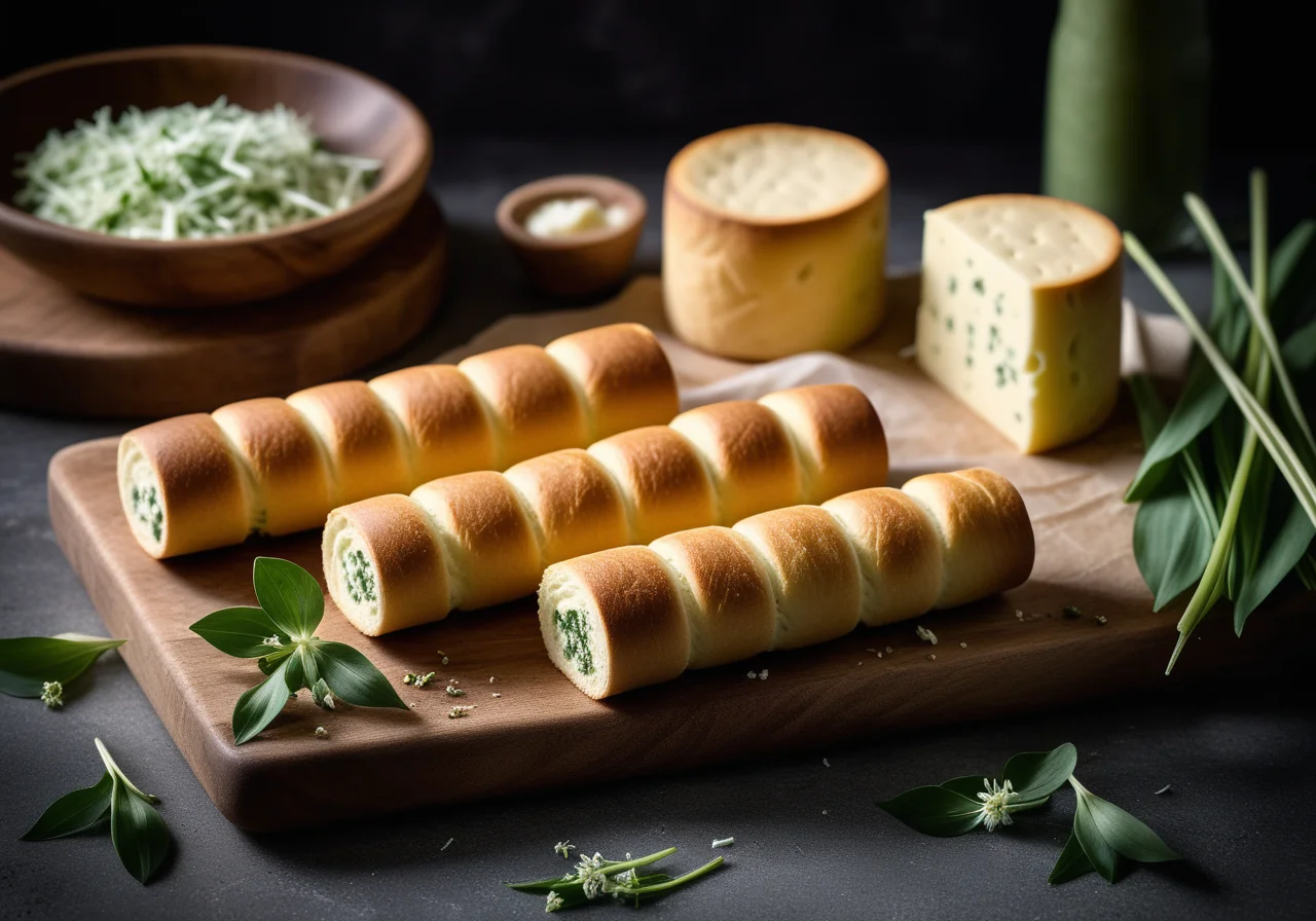 Wild Garlic Sheep Cheese Sticks and Rolls