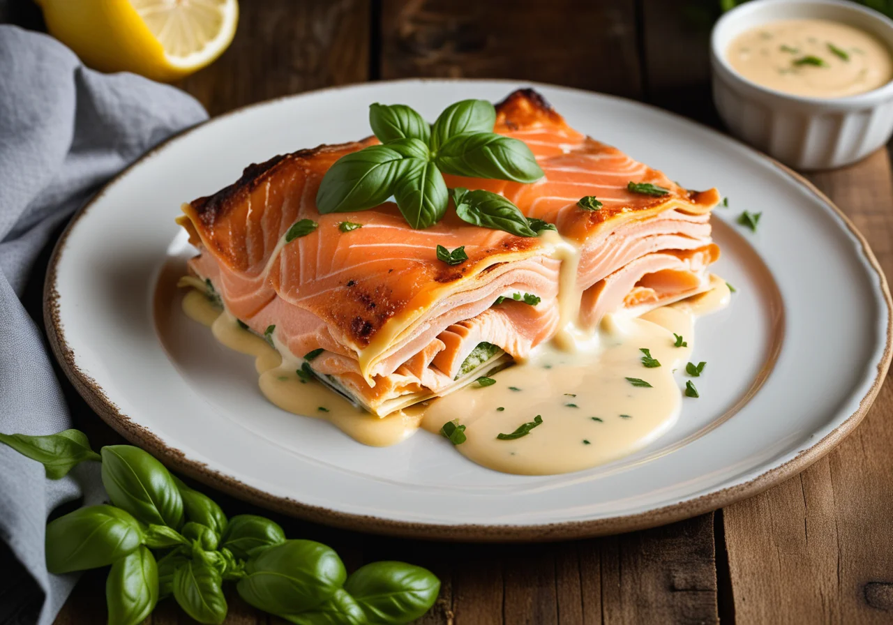 Salmon Lasagna with Basil