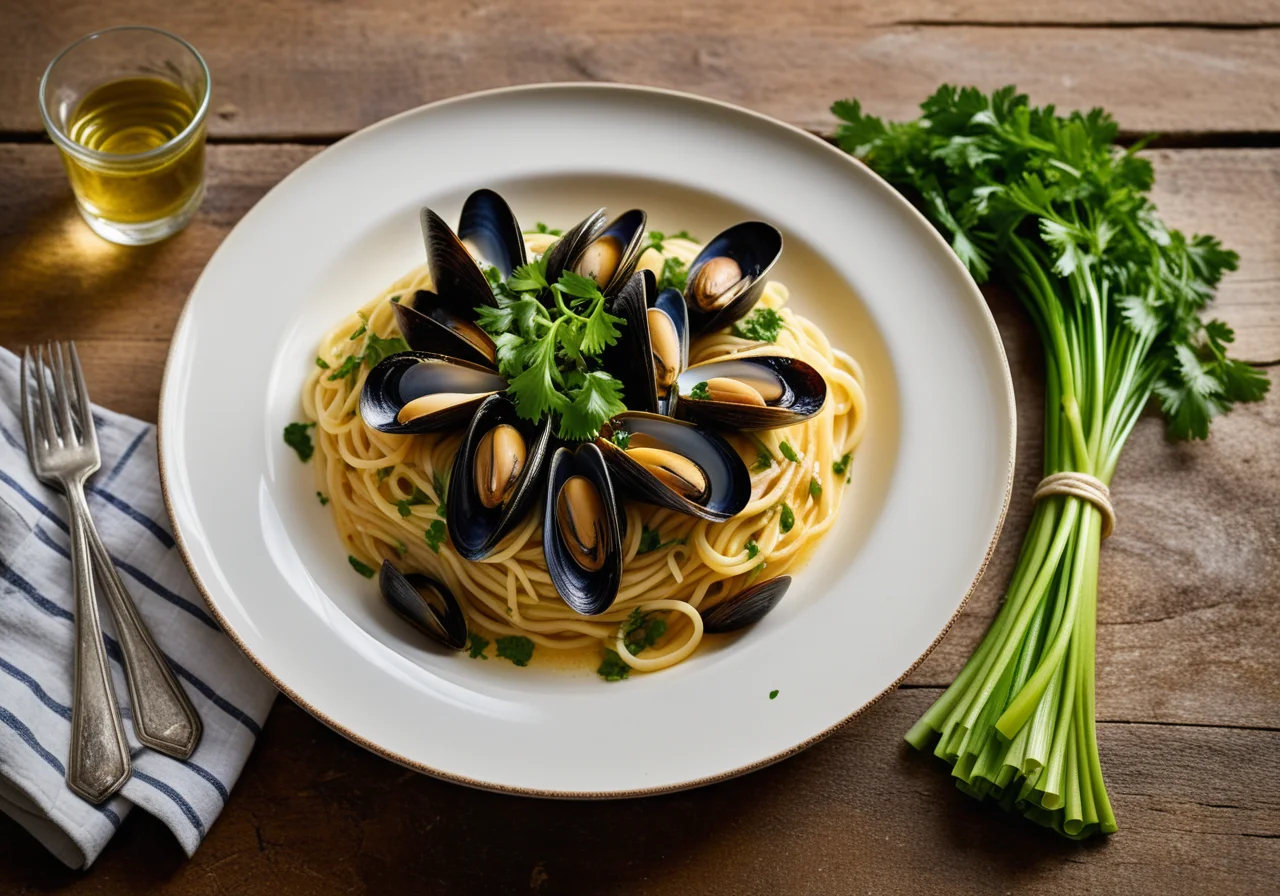 Spaghetti with Heart Mussels