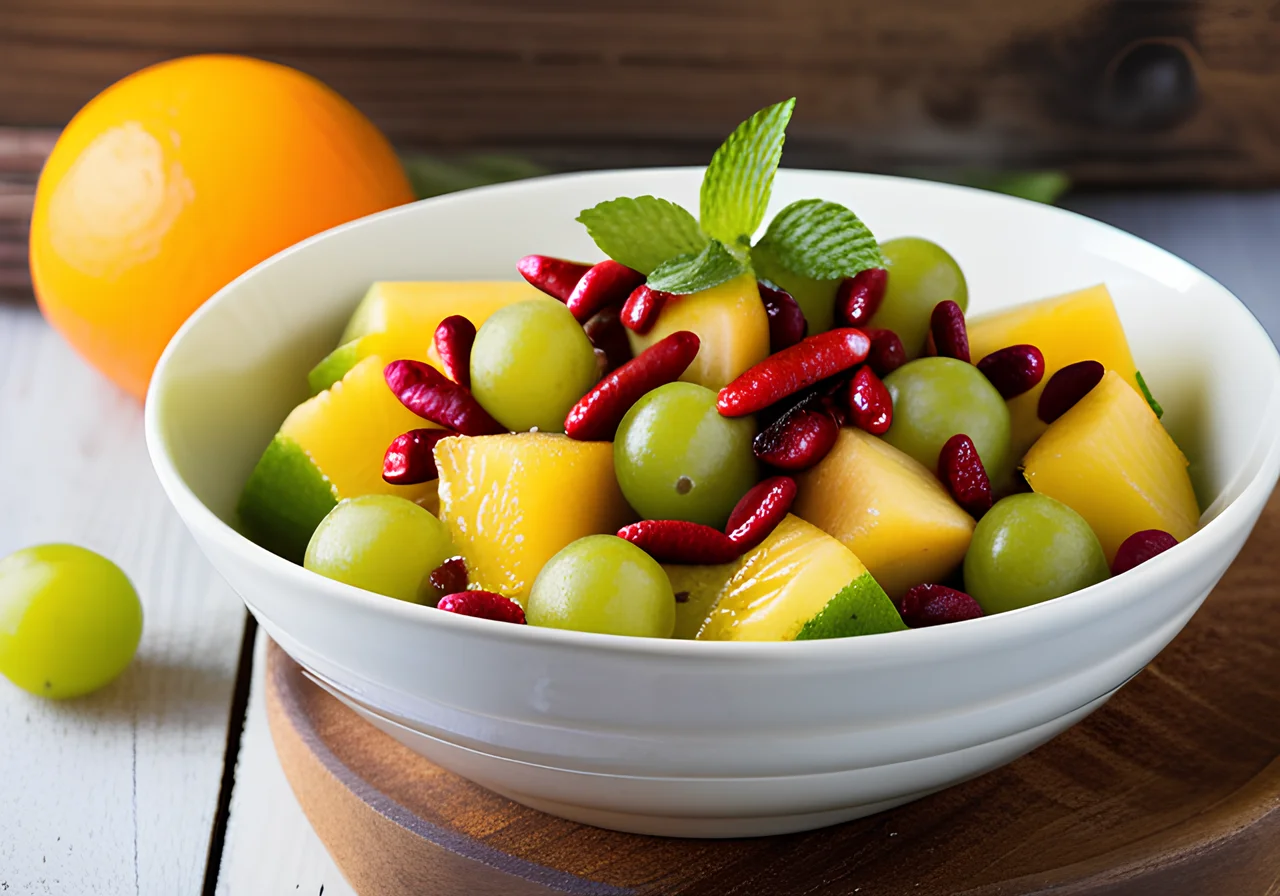 Spicy Fruit Salad with Chili Cream