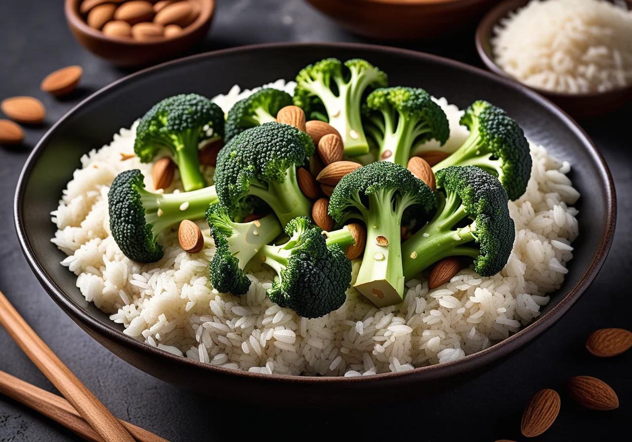 Broccoli with Almonds and Fragrant Rice