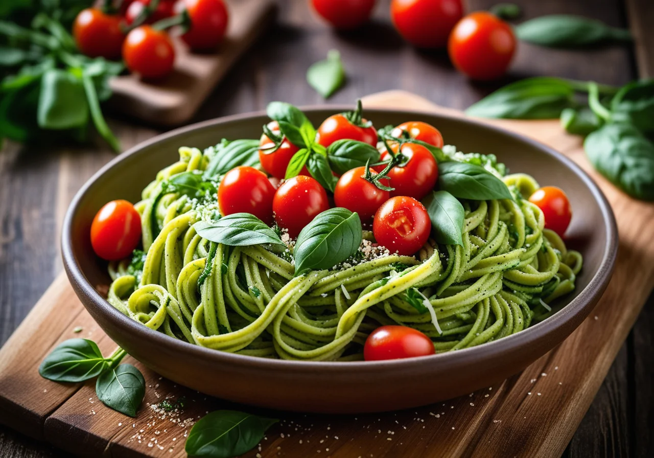 Colorful Pasta with Zucchini Tomato Sauce