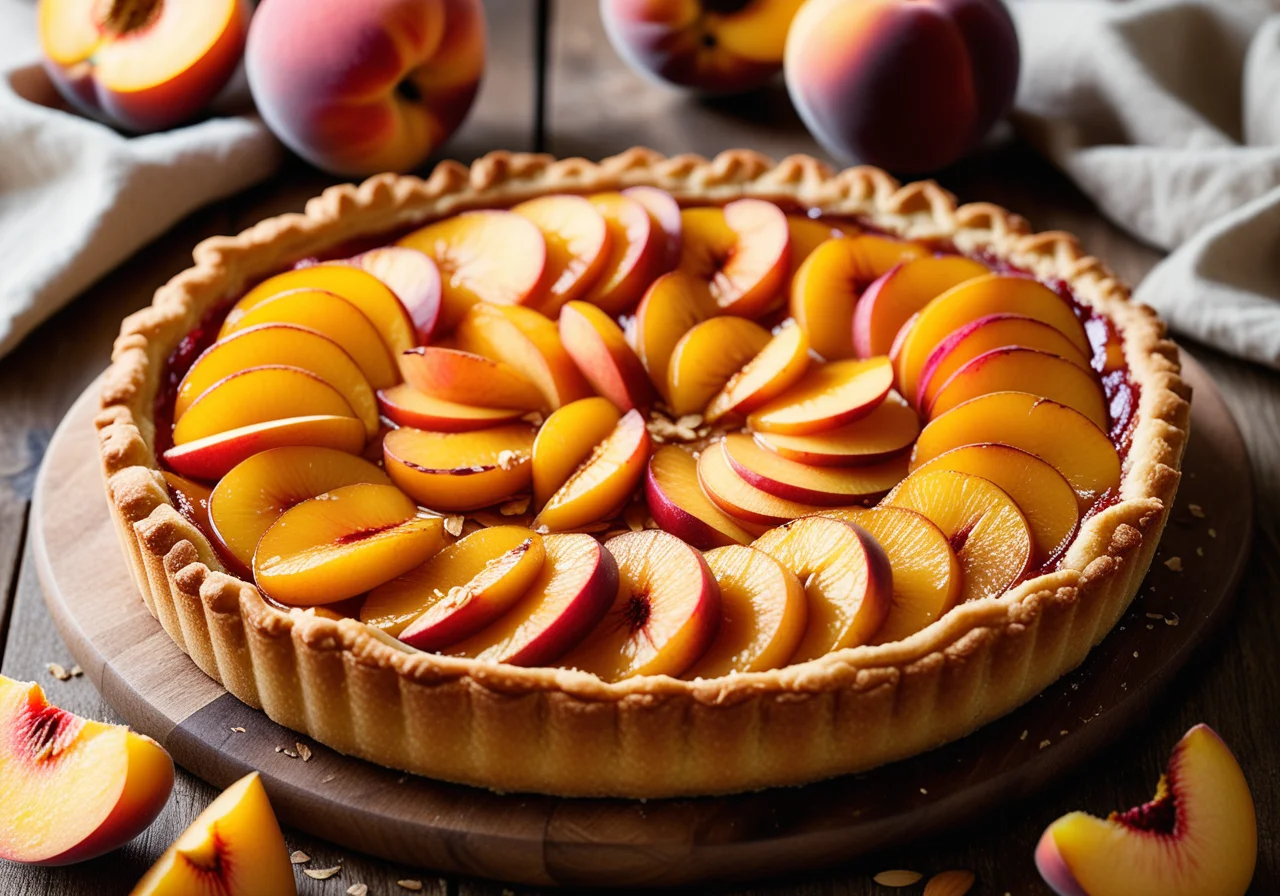 Flaky Pastry Peach Tart