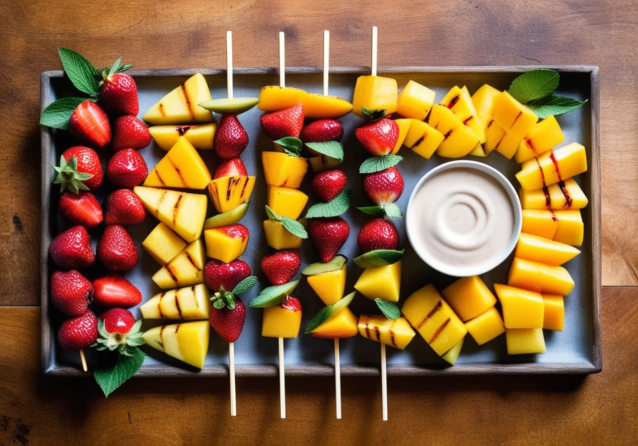 Grilled Fruit Skewers with Sauce