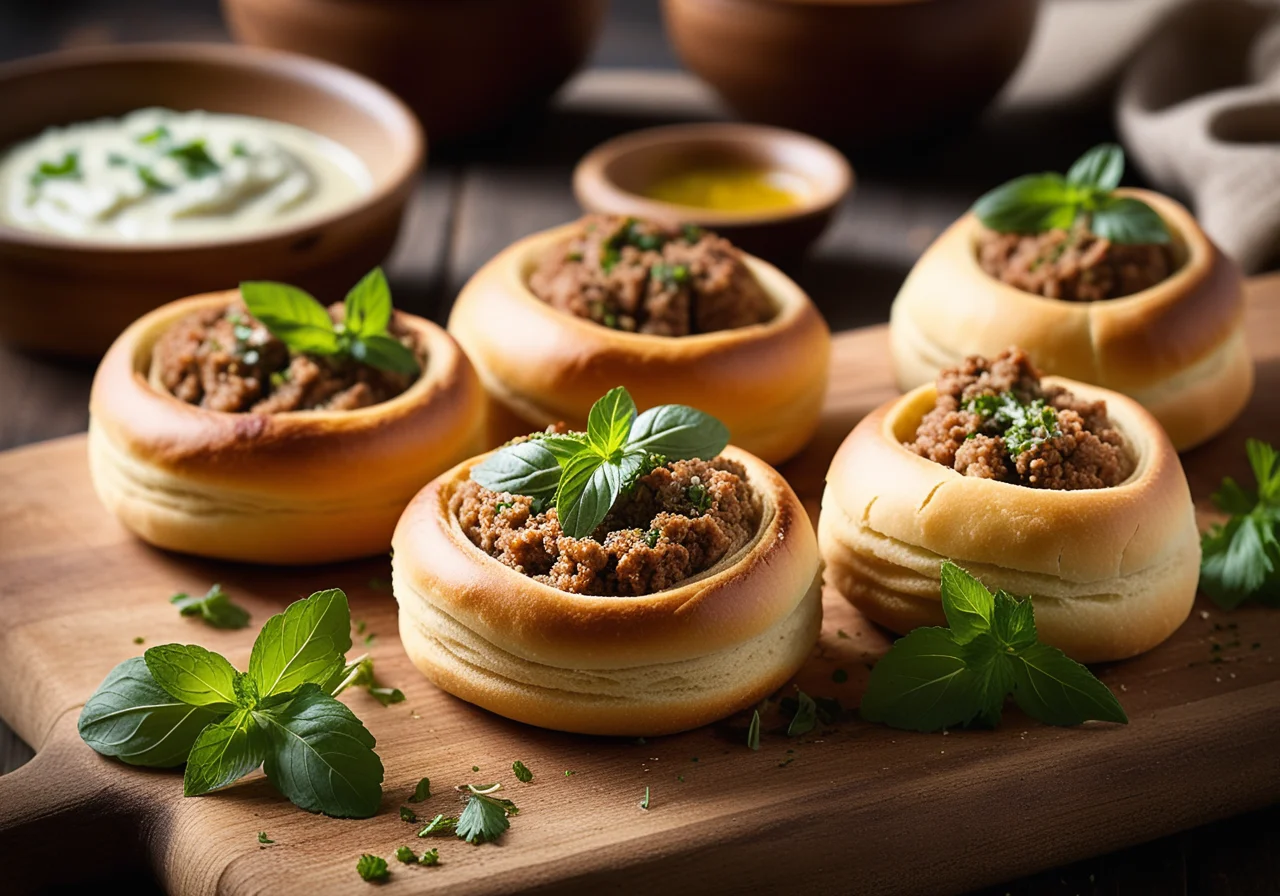 Fried Dough Rolls with Minced Lamb Filling