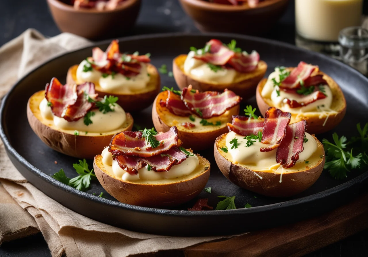 Oven‑Baked Potatoes with Turkey Bacon and Cheese