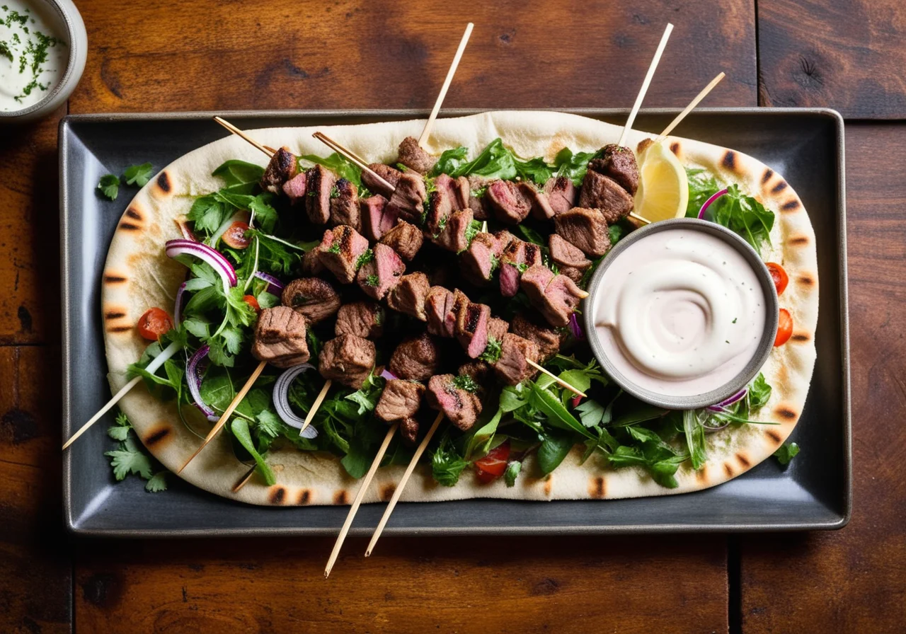Moroccan Grilled Lamb Skewers with Yogurt Dip