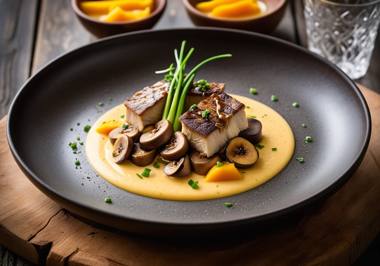 Loup de mer with savory semolina porridge