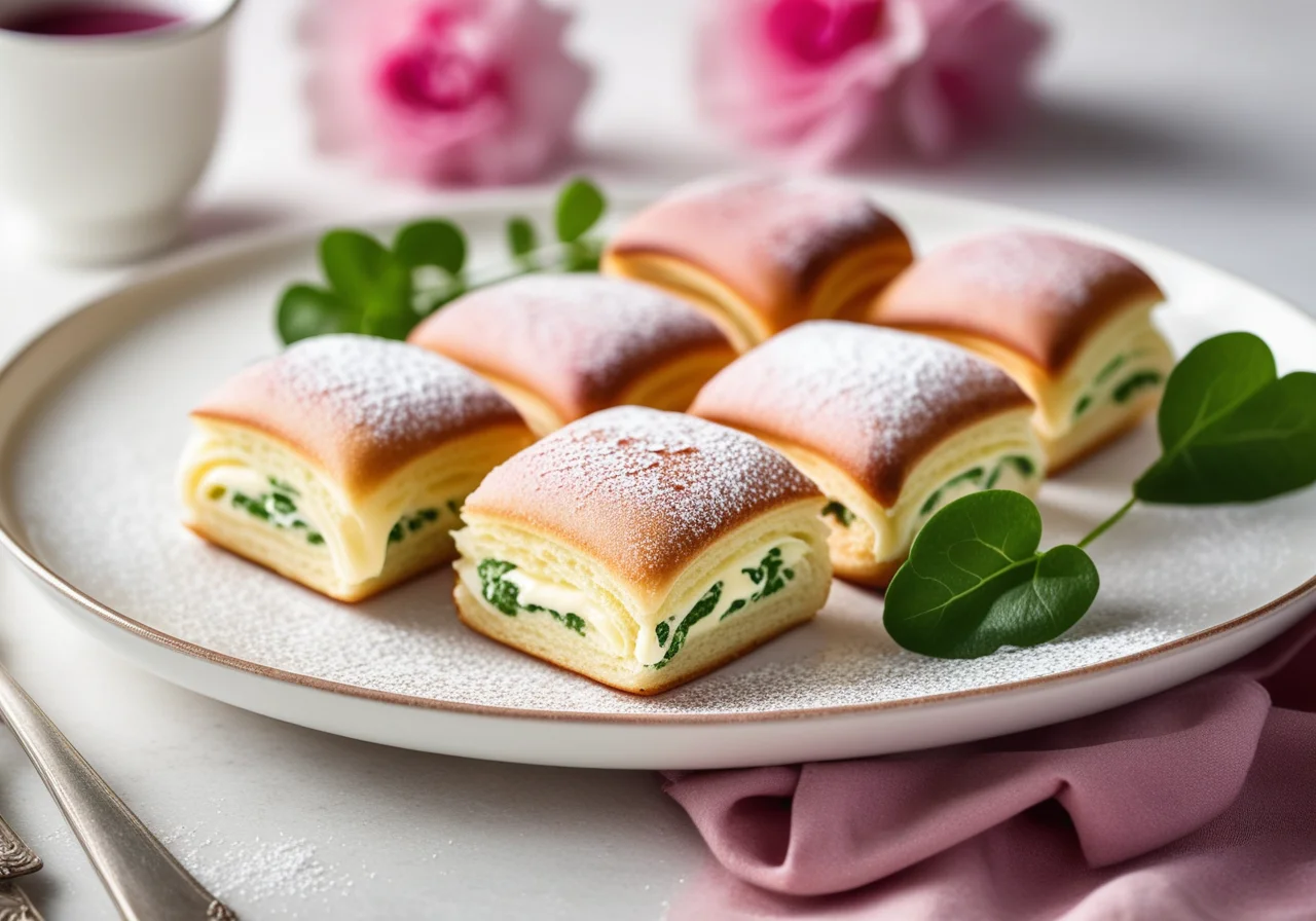 Pink Pancake Rolls with Cream Filling