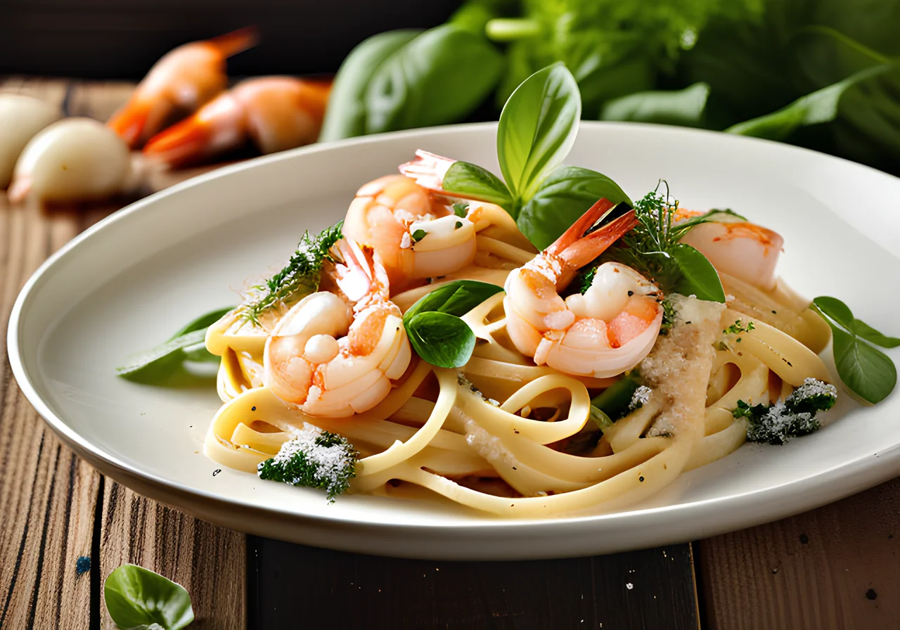 Linguine with Scampi and Shrimp