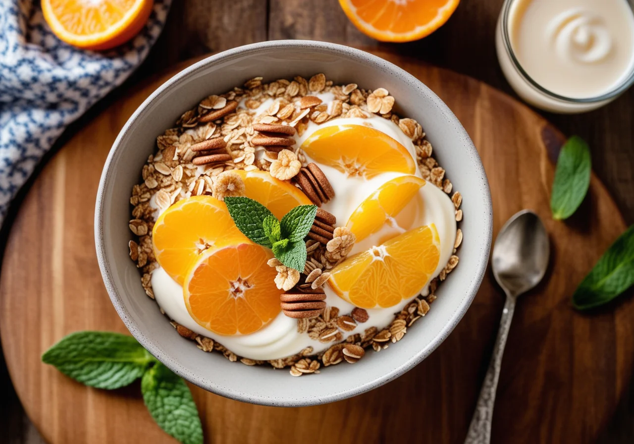 Crispy Muesli with Kefir, Orange and Banana