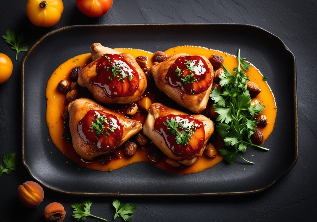 Exotic Chicken Thighs with Dried Apricots, Tomatoes and Cinnamon