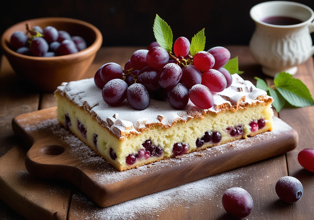Sheet Cake with Red Grapes