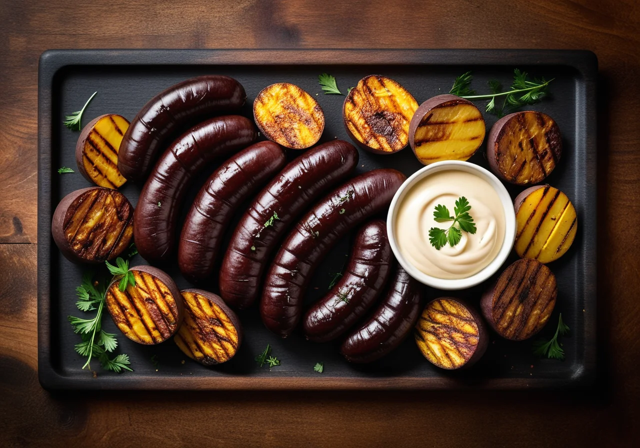 Grilled Blood Sausage with Vegetables