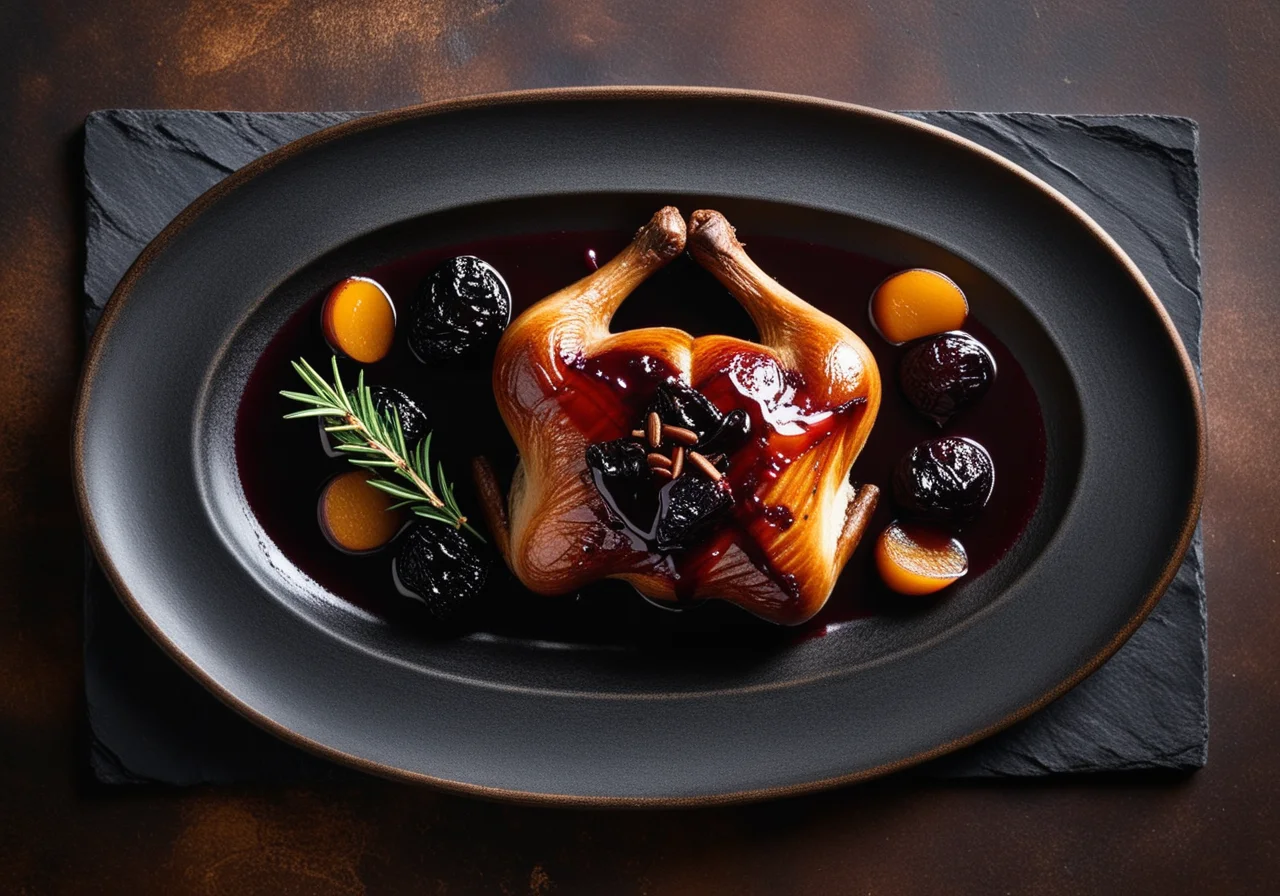 Roasted Goose Leg with Dried Prunes