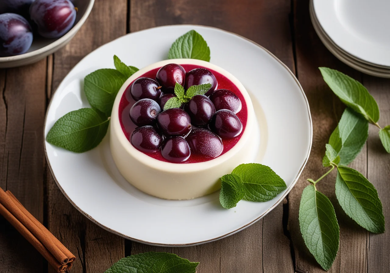 Marzipan Mousse with Cinnamon Plums