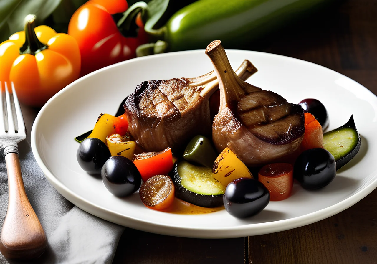 Mediterranean Vegetables with Lamb Chops