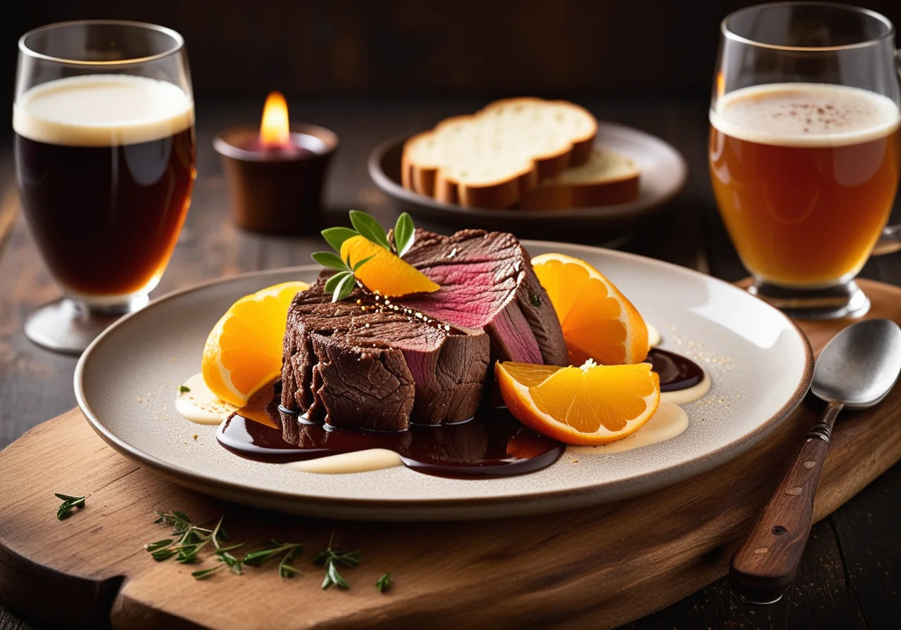 Venison Steaks with Beer Foam Sauce