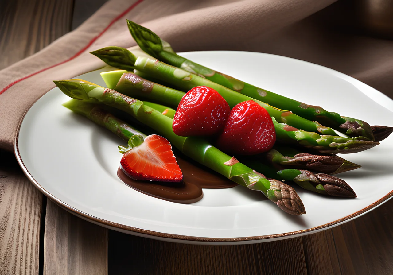 Gratinated Asparagus with Chocolate Cream