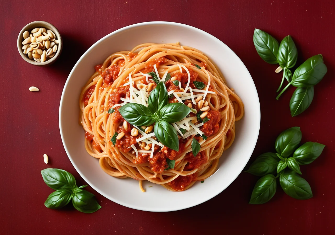 Spaghetti with Roasted Red Pepper Sauce