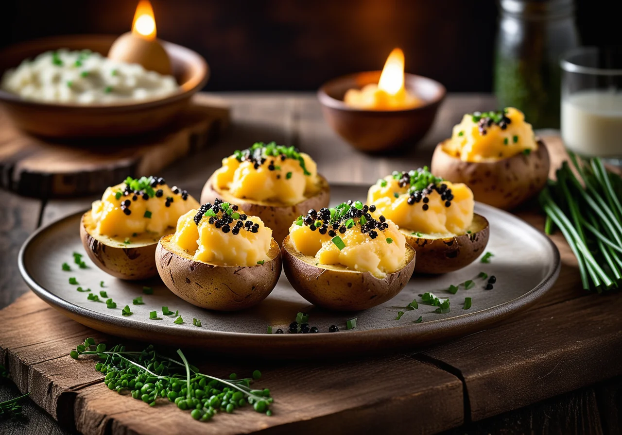 Baked Potatoes with Caviar