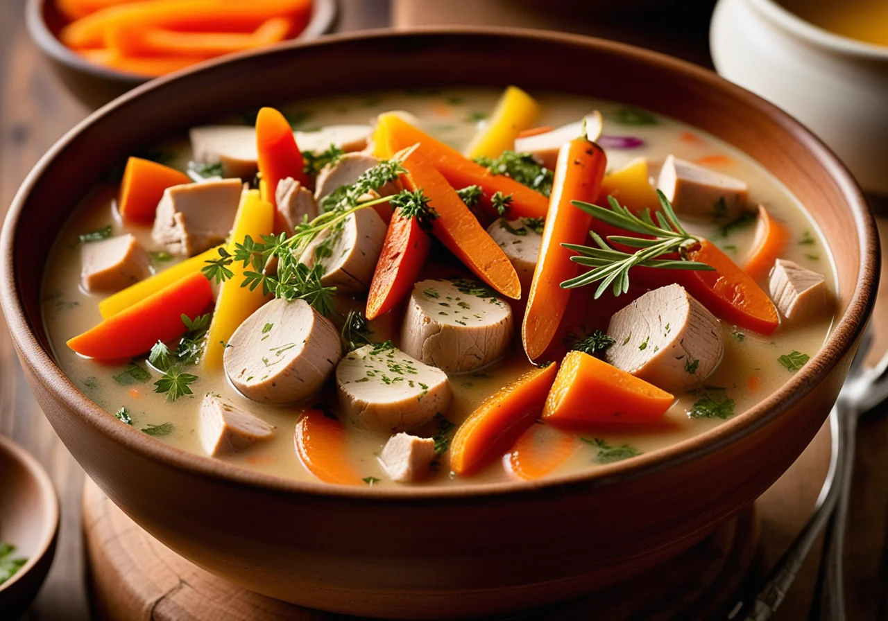 Vegetable Stew with Noodles and Turkey